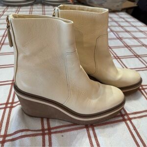 Louise et Cie Sanji Cream Platform Leather Booties Sz 8.5 EUC